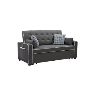 Lilola Home - Austin Modern Gray Fabric Sleeper Sofa with 2 USB Charging Ports and 4 Accent Pillows - 883013