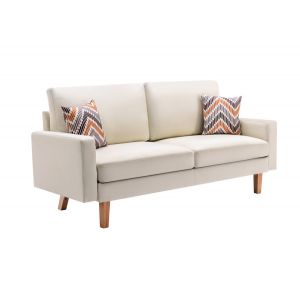 Lilola Home - Bahamas Beige Linen Sofa with 2 Throw Pillows - 87827