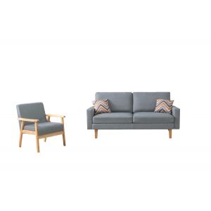 Lilola Home - Bahamas Gray Linen Sofa and Chair Set with 2 Throw Pillows - 87825-SC