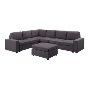 Lilola Home - Bayside Modular Sectional Sofa with Ottoman in Dark Gray Linen - 81801-3