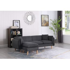 Lilola Home - Brayden Dark Gray Fabric Sectional Sofa Chaise - 89640