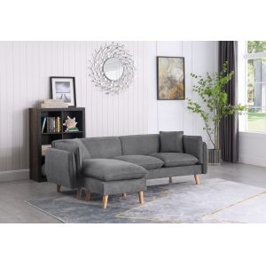Lilola Home - Brayden Light Gray Fabric Sectional Sofa Chaise - 89641