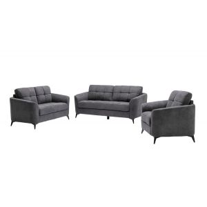 Lilola Home - Callie Gray Velvet Fabric Sofa Loveseat Chair Living Room Set - 89727