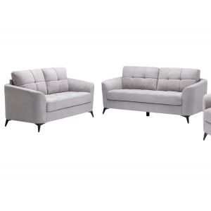 Lilola Home - Callie Light Gray Velvet Fabric Sofa Loveseat Living Room Set - 89727LG-SL