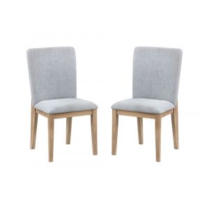 Lilola Home - Caspian (Set of 2) Gray Linen and Oak Finish Dining Chair - 30030-C