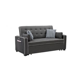 Lilola Home - Cody Modern Gray Fabric Sleeper Sofa with 2 USB Charging Ports and 4 Accent Pillows - 83013