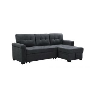 Lilola Home - Connor Dark Gray Fabric Reversible Sectional Sleeper Sofa Chaise with Storage - 889140