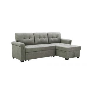 Lilola Home - Connor Light Gray Fabric Reversible Sectional Sleeper Sofa Chaise with Storage - 889144