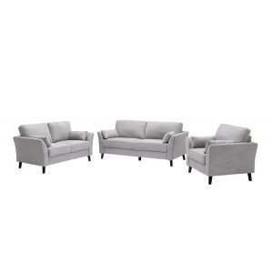 Lilola Home - Damian Light Gray Velvet Fabric Sofa Loveseat Chair Living Room Set - 89728LG