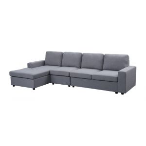 Lilola Home - Dunlin Light Gray Linen Reversible Modular Sectional Sofa Chaise - 81802-2