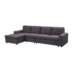 Lilola Home - Dunlin Sofa with Reversible Chaise in Dark Gray Linen - 81801-2
