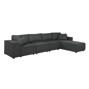 Lilola Home - Ermont Sofa with Reversible Chaise in Dark Gray Linen - 89117-5
