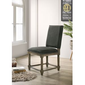Lilola Home - Everton - Gray Fabric Dining Chair with Nailhead Trim (Set of 2) - 30518