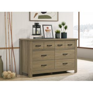 Lilola Home Finn Coffee Gray Oak Finish Dresser with 6 Drawers and Black Handles - 58900DR