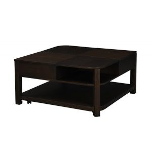 Lilola Home - Flora Dark Brown MDF Lift Top Coffee Table with Shelves - 98006