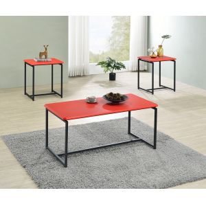Lilola Home - GT 3 Piece Red Carbon Fiber Wrap Coffee Table and End Table Set - 98029