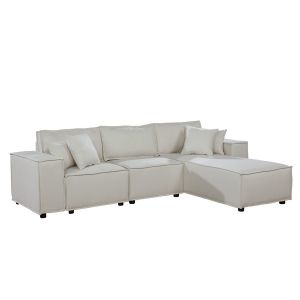 Lilola Home - Harvey Sofa with Reversible Chaise in Beige Linen - 89116-1