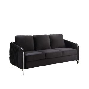 Lilola Home - Hathaway Black Velvet Modern Chic Sofa Couch - 89726-S