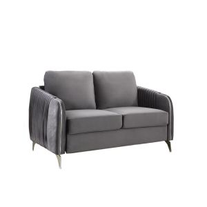 Lilola Home - Hathaway Gray Velvet Modern Chic Loveseat Couch - 89725-L
