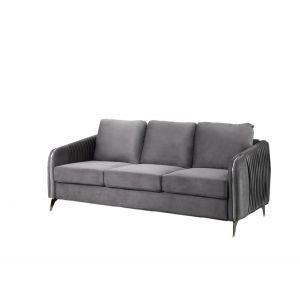 Lilola Home - Hathaway Gray Velvet Modern Chic Sofa Couch - 89725-S