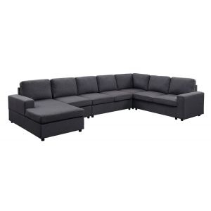 Lilola Home - Hayden Modular Sectional Sofa with Reversible Chaise in Dark Gray Linen - 881801-5