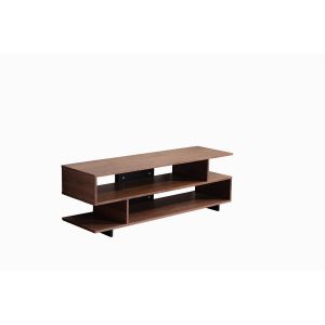 Lilola Home - Iris Brown Walnut Finish TV Stand with 2 Levels of Shelves and Black Legs - 97001