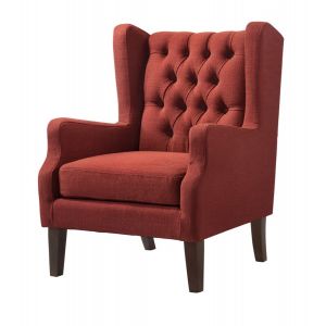 Lilola Home - Irwin Red Linen Button Tufted Wingback Chair - 88862RD