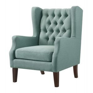 Lilola Home - Irwin Teal Linen Button Tufted Wingback Chair - 88862TL