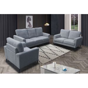 Lilola Home - Jackson Gray Fabric Sofa Loveseat Chair Living Room Set - 83004-SLC