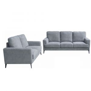 Lilola Home - Jackson Gray Fabric Sofa Loveseat Living Room Set - 83004-SL