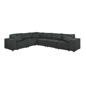 Lilola Home - Janelle Modular Sectional Sofa in Dark Gray Linen - 89117-3