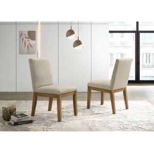 Lilola Home - Jasper (Set of 2) Driftwood Finish Contemporary Beige Fabric Dining Chair - 30018-C