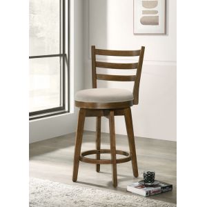Lilola Home - Joplin Walnut Ladder Back Counter Height Chair with Upholstered Seat - 30519_LIL