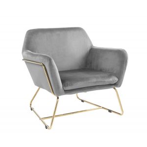 Lilola Home - Keira Gray Velvet Accent Chair with Metal Base - 88876