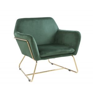 Lilola Home - Keira Green Velvet Accent Chair with Metal Base - 88877