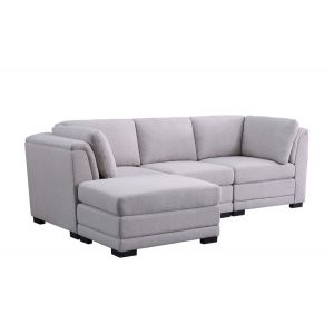 Lilola Home - Kristin Light Gray Linen Fabric Reversible Sectional Sofa with Ottoman - 88020-4A