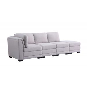 Lilola Home - Kristin Light Gray Linen Fabric Reversible Sofa with Ottoman - 88020-7A