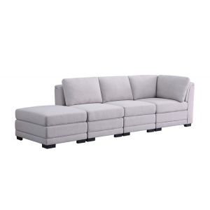 Lilola Home - Kristin Light Gray Linen Fabric Reversible Sofa with Ottoman - 88020-7B