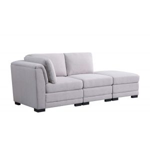 Lilola Home - Kristin Light Gray Linen Fabric Reversible Sofa with Ottoman - 88020-8A