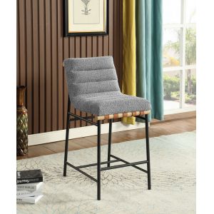 Lilola Home - Lahni Gray Boucle Fabric Counter Height Chair - 30531