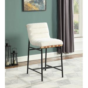 Lilola Home - Lahni White Boucle Fabric Counter Height Chair - 30532