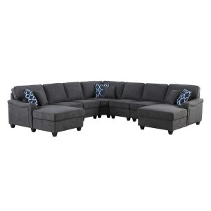 Lilola Home - Leo Dark Gray Woven Double Chaise 7Pc Modular Sectional Sofa - 89125-2