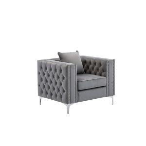 Lilola Home - Lorreto Gray Velvet Chair - 89715-C
