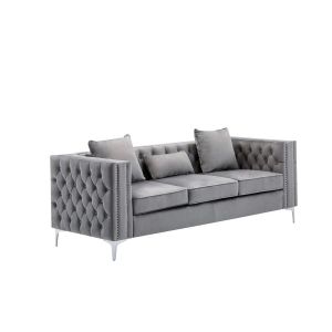 Lilola Home - Lorreto Gray Velvet Sofa - 89715-S