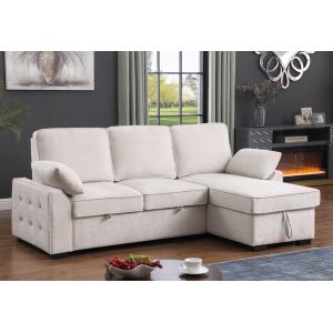 Lilola Home - Mackenzie Beige Chenille Fabric Sleeper Sectional - 81442