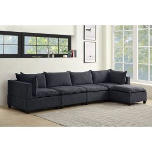 Lilola Home - Madison Dark Gray Fabric 5 Piece Modular Sectional Sofa Chaise - 81401-12