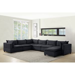 Lilola Home - Madison Dark Gray Fabric 7 Piece Modular Sectional Sofa Chaise - 81401-9A