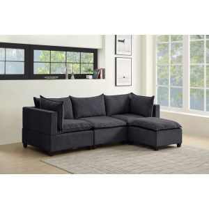 Lilola Home - Madison Dark Gray Fabric Reversible Sectional Sofa Ottoman - 81401-6