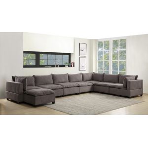 Lilola Home - Madison Light Gray Fabric 8 Piece Modular Sectional Sofa Chaise - 81400-13