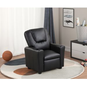 Lilola Home - Marisa Black PU Leather Kids Recliner Chair - 88854